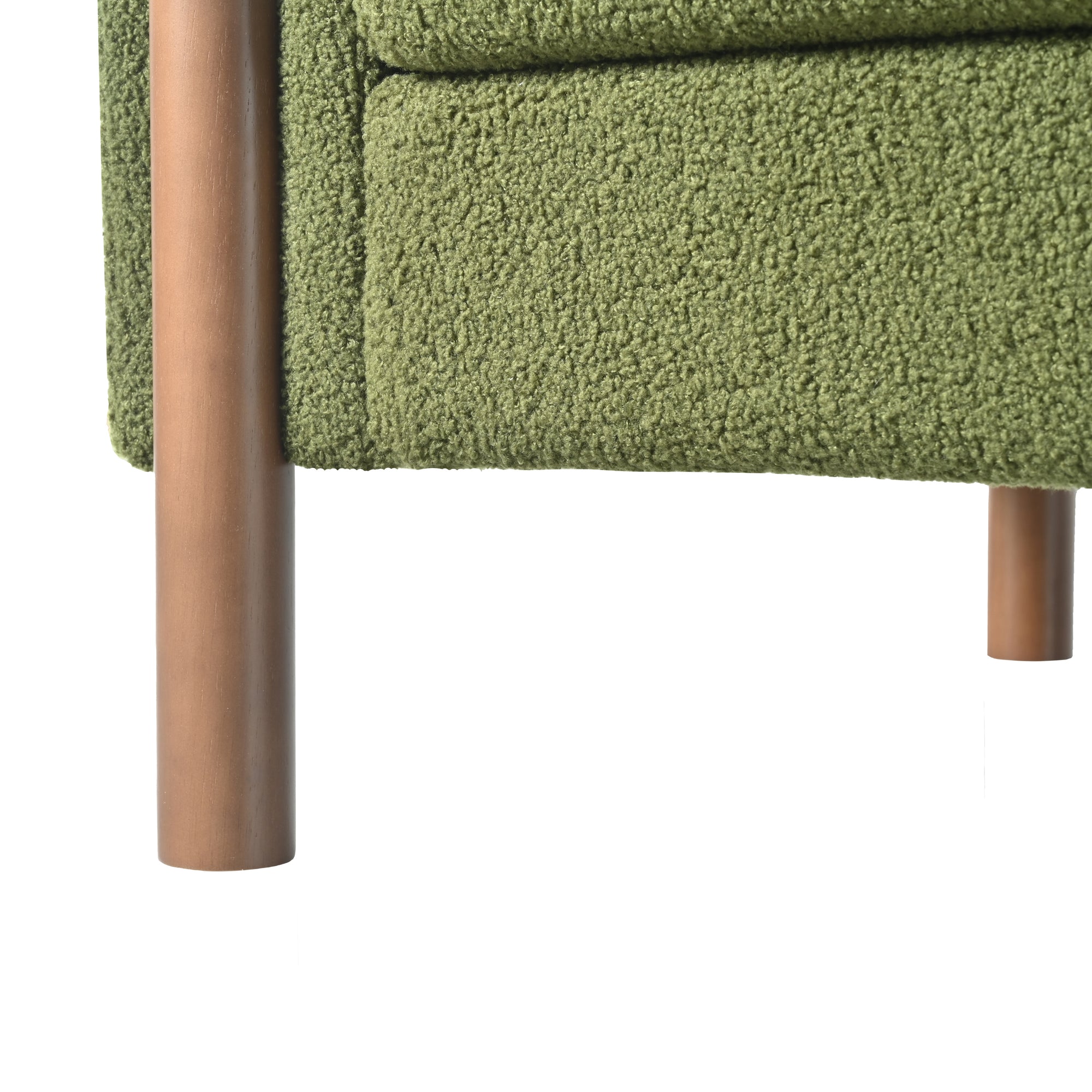 Oversized Accent Chair With Walnut Legs Upholstered In Green Teddy