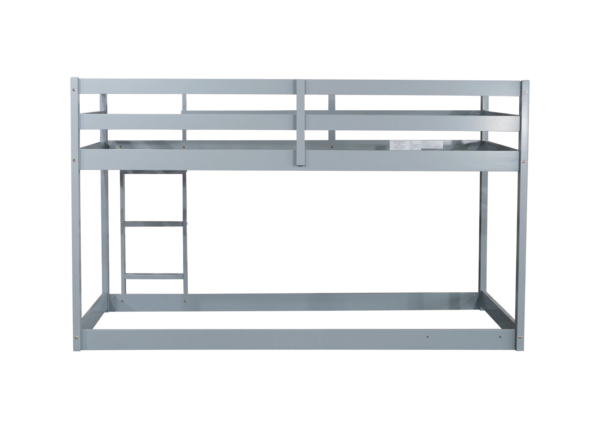 Gray Solid Rubber Wood Twin Over Twin Loft Bed with Ladder