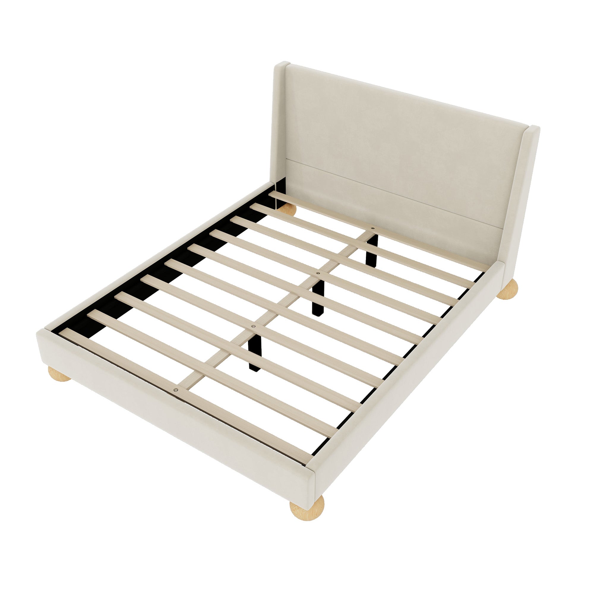 Queen Size Modern Velvet Upholstered Platform Bed Frame