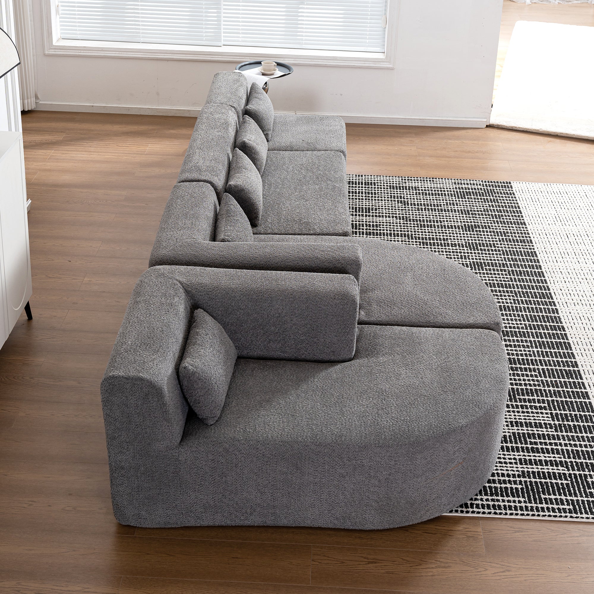 Copenhagen Modular Bouclé L-Shape Sofa in Light Gray