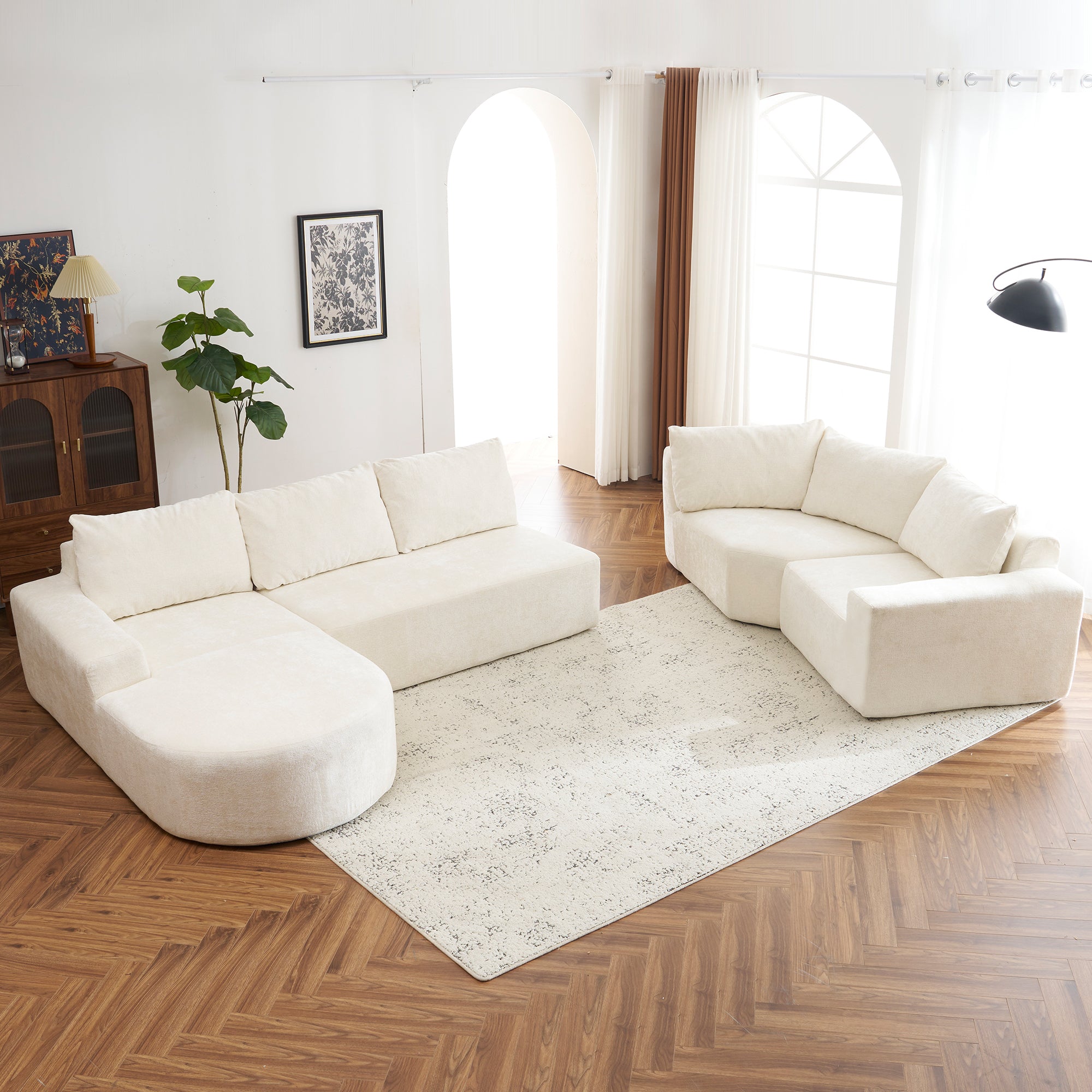 Amalfi Modular Chenille Sectional Sofa in Beige