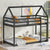 Black Twin Over Twin Rubber Wood Floor Bunk Bed