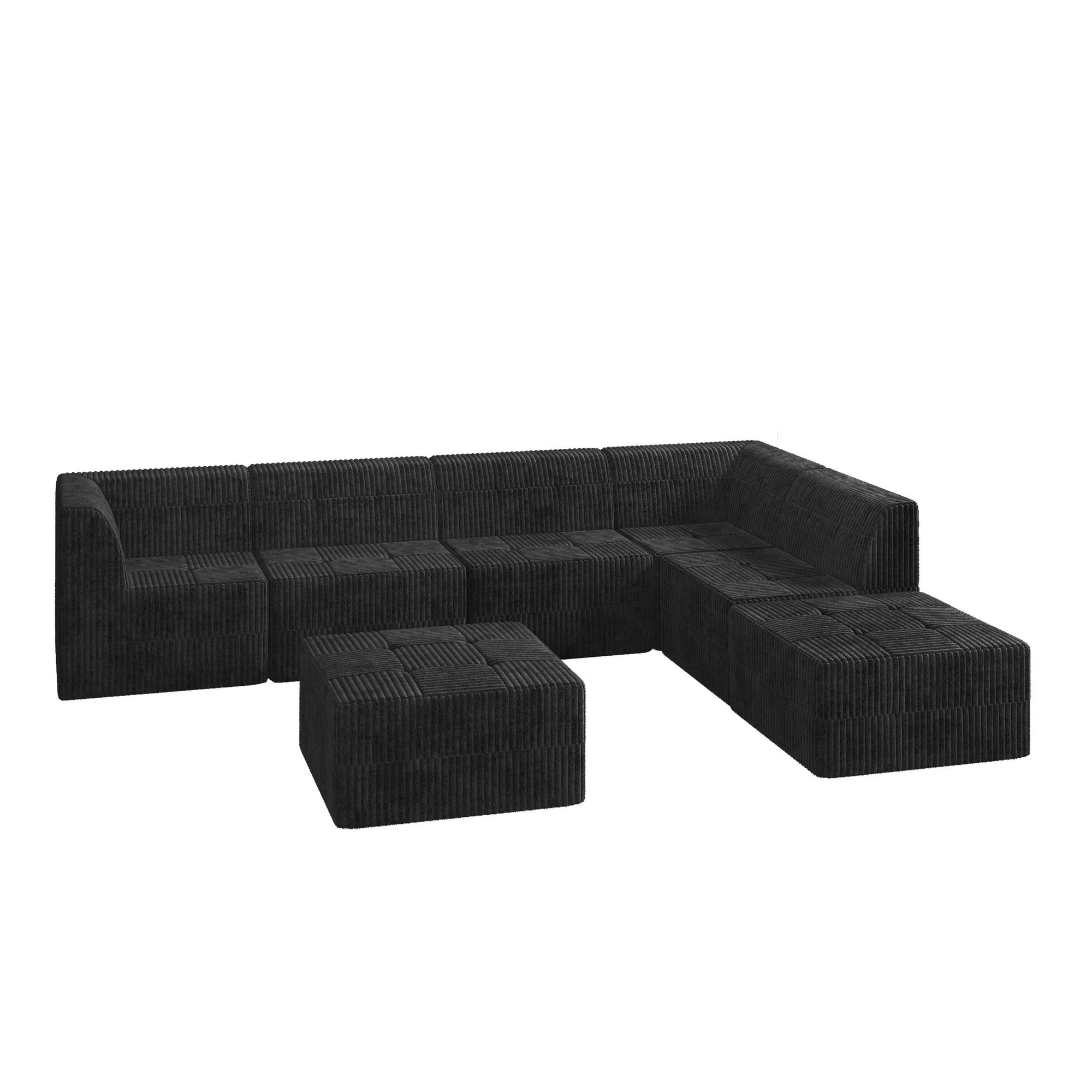 L Shape Modular Sectional Sofa With Compressed Design Offering Modern Minimalist Style And Comfort In Black