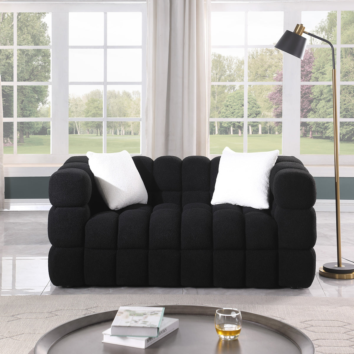 Timimoun Boucle Marshmallow Sofa in Black