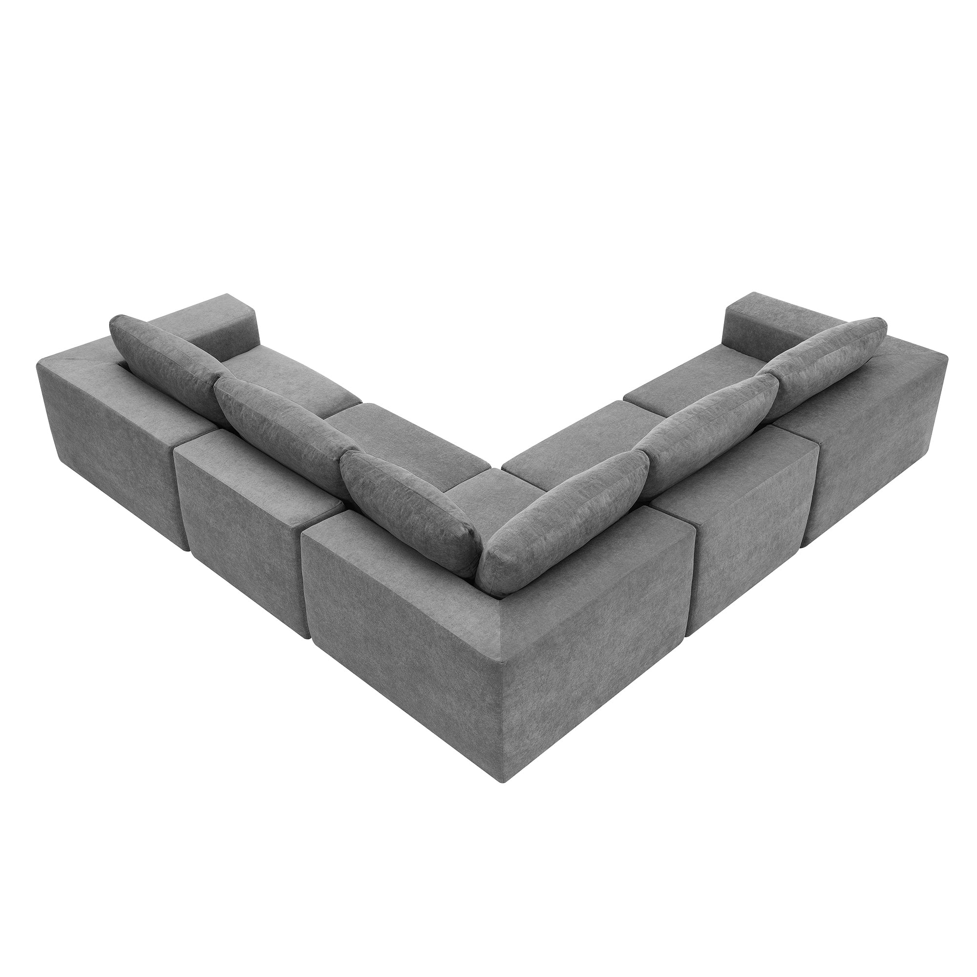 Kyoto Modular Sectional Sofa with Terrycloth Fabric in Gray