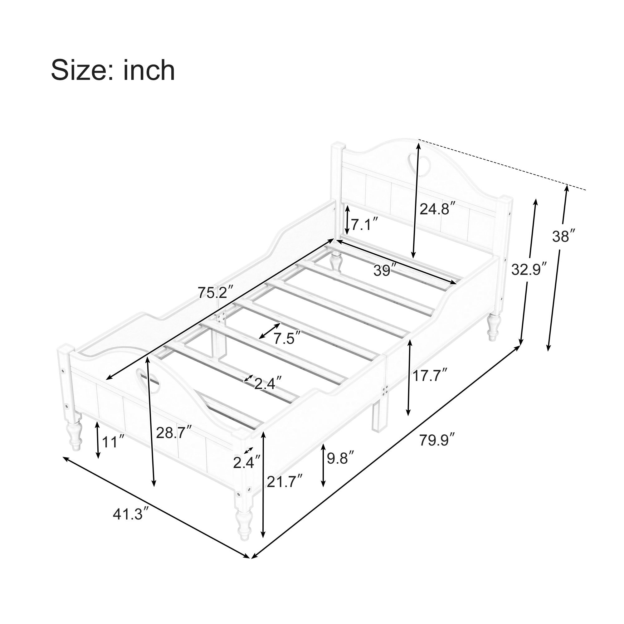 Seasoft Green Twin Macaron Toddler Bed Frame with Safety Rails