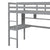 Gray Twin Loft Bed with Desk, Bookcase, and Safety Guardrail