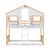 Twin Over Twin House Bunk Bed with Roof, Window, and Door in Natural and White Tones