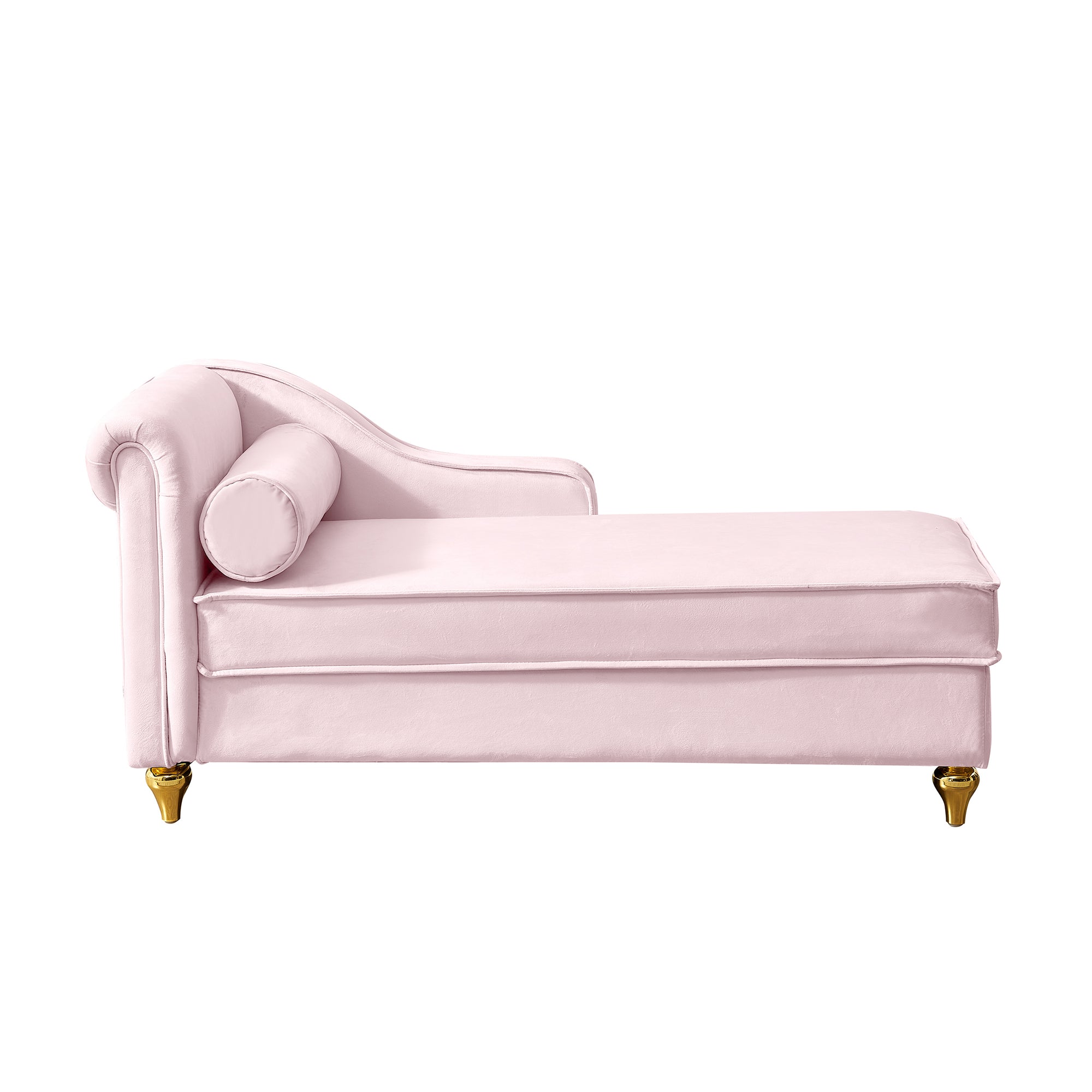 Modern Pink Velvet Chaise Lounge With Storage Compartment