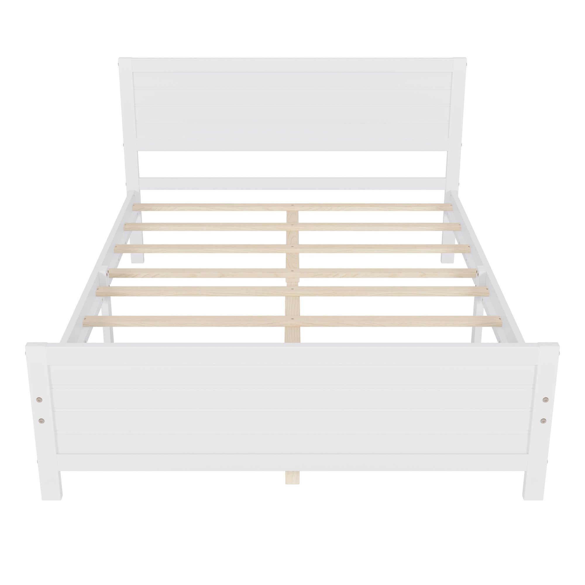 Queen Size Bed with Solid Wood Frame in White