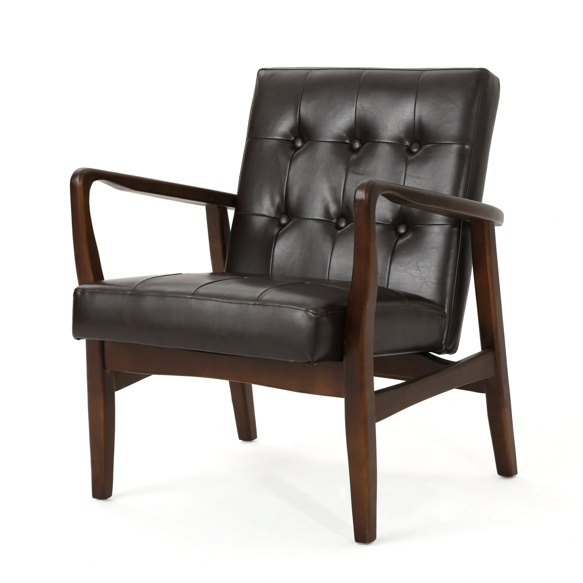 Mid Century Modern Faux Leather Club Chair