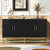 Distinctive Four-Door Sideboard with Metal Cross-Leg Design for Living Rooms and Studies In Black