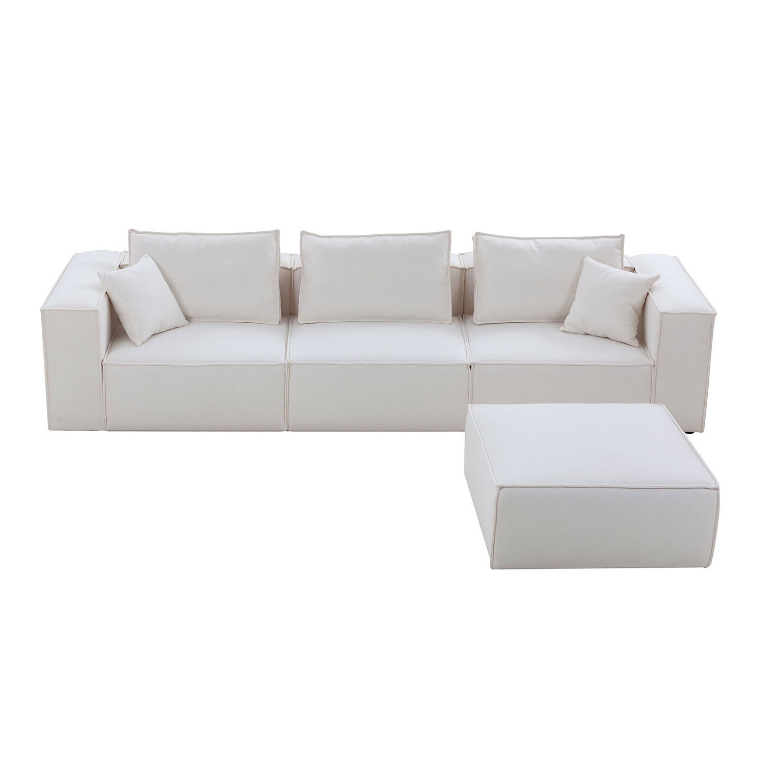 Modern Minimalist Modular Sectional Sofa Set in White