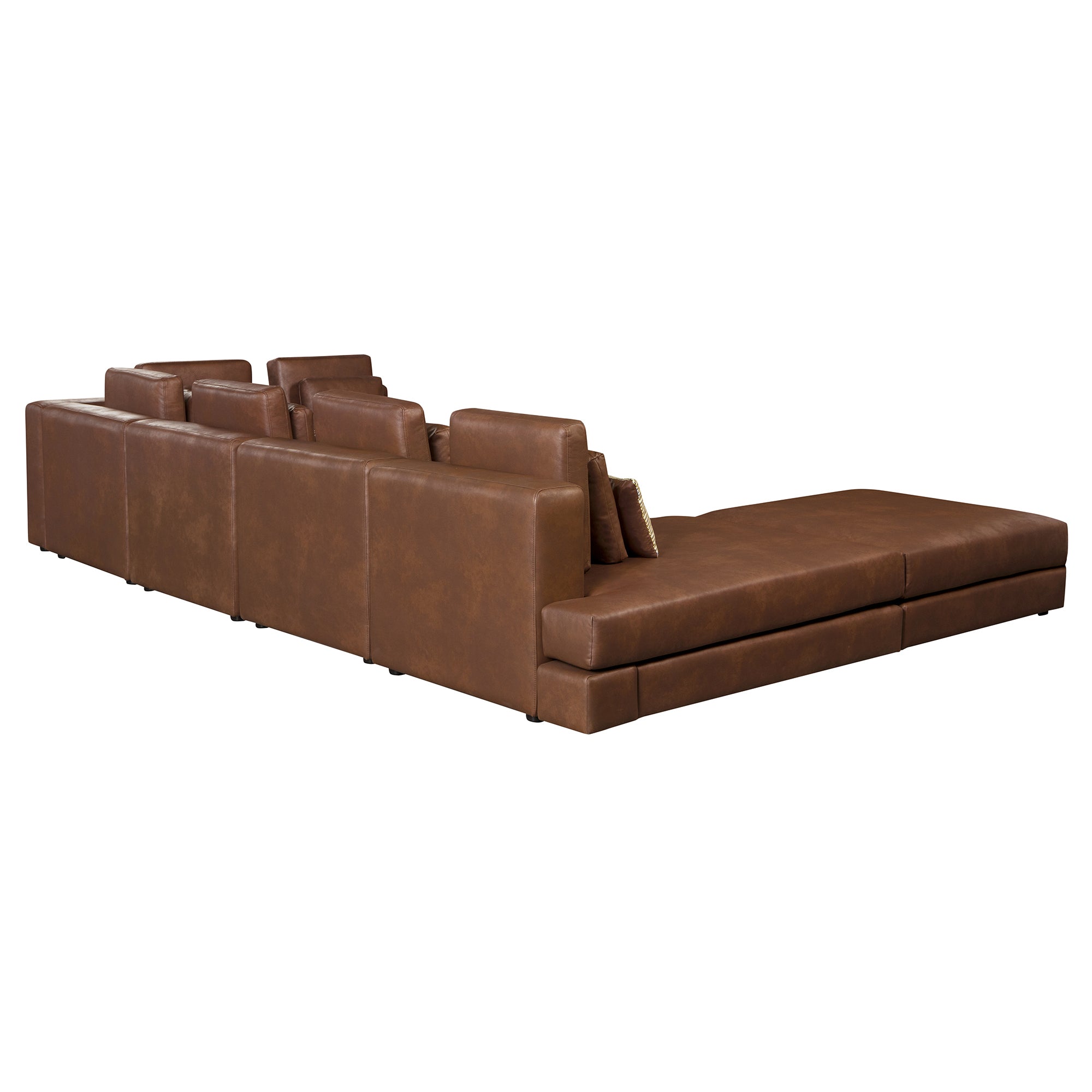 Casablanca Modular Sectional Sofa with Movable Ottoman in Brown Palomino