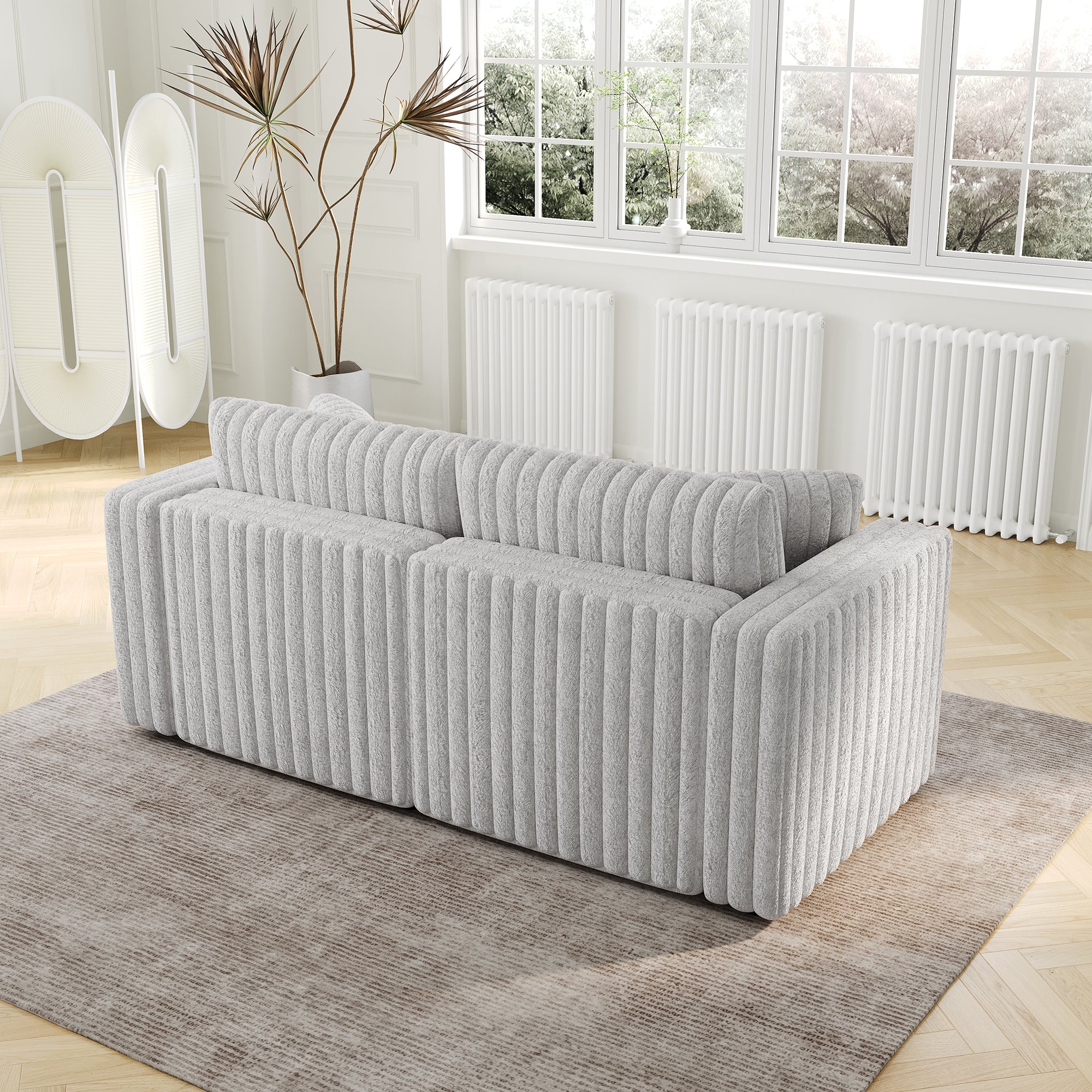 Light Gray Microfiber Modular Sofa