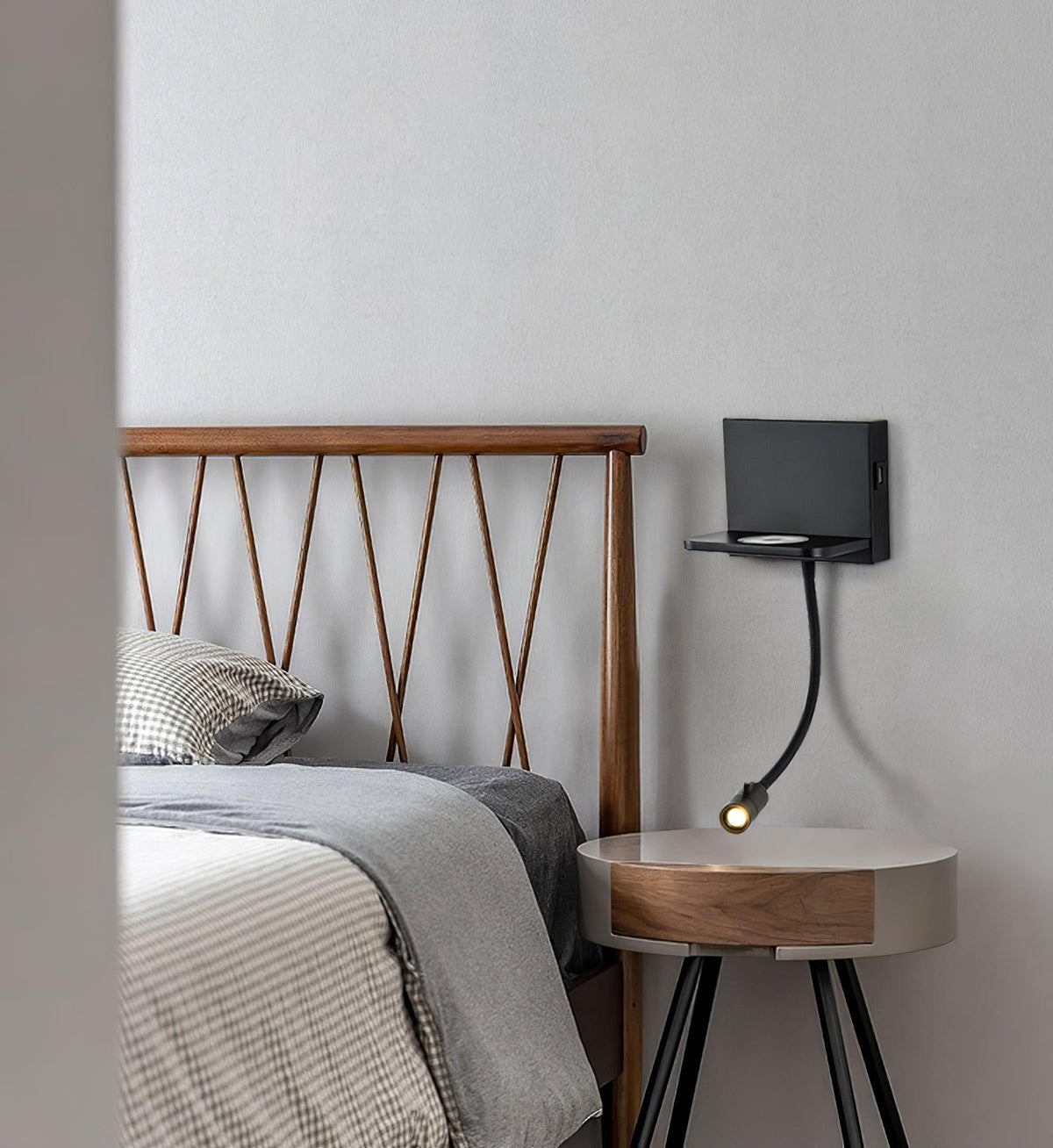 Curved Brushed Metal Contemporary Wall Light