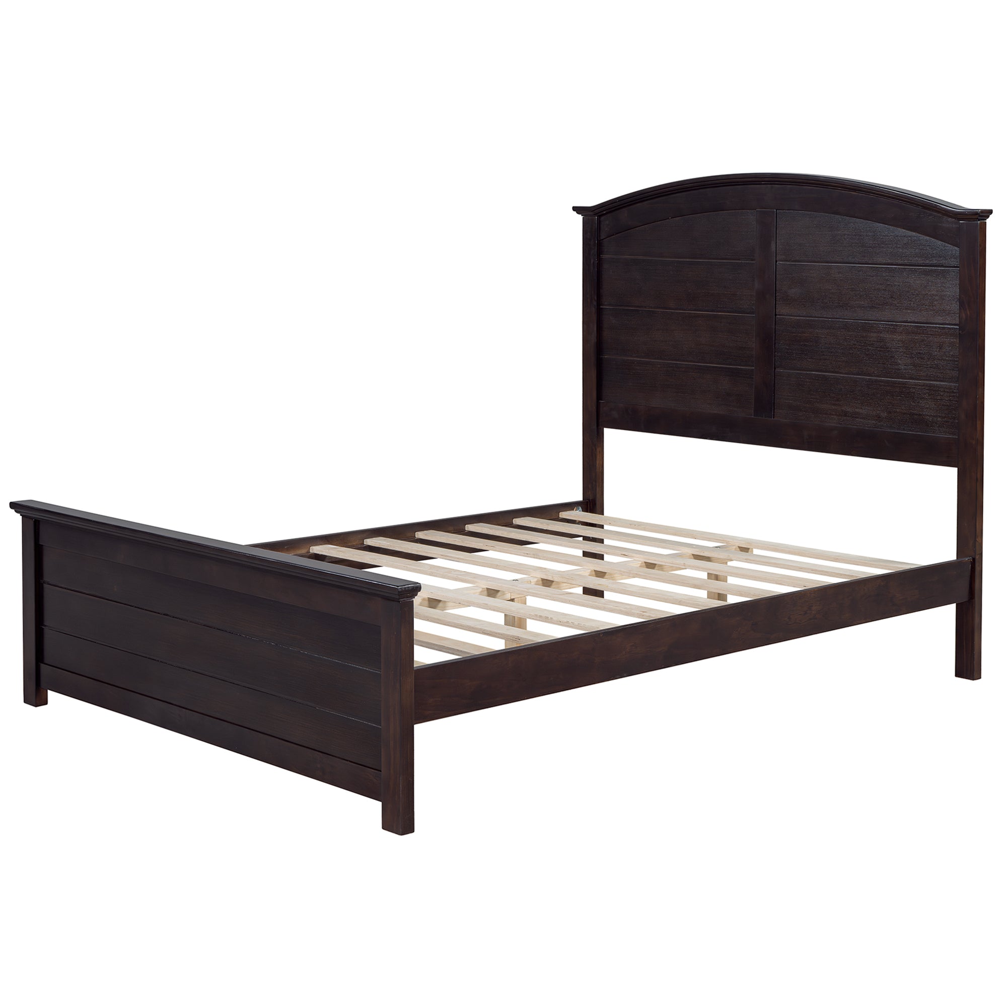 Farmhouse-Style Full Size Pine Wood Bed in Espresso