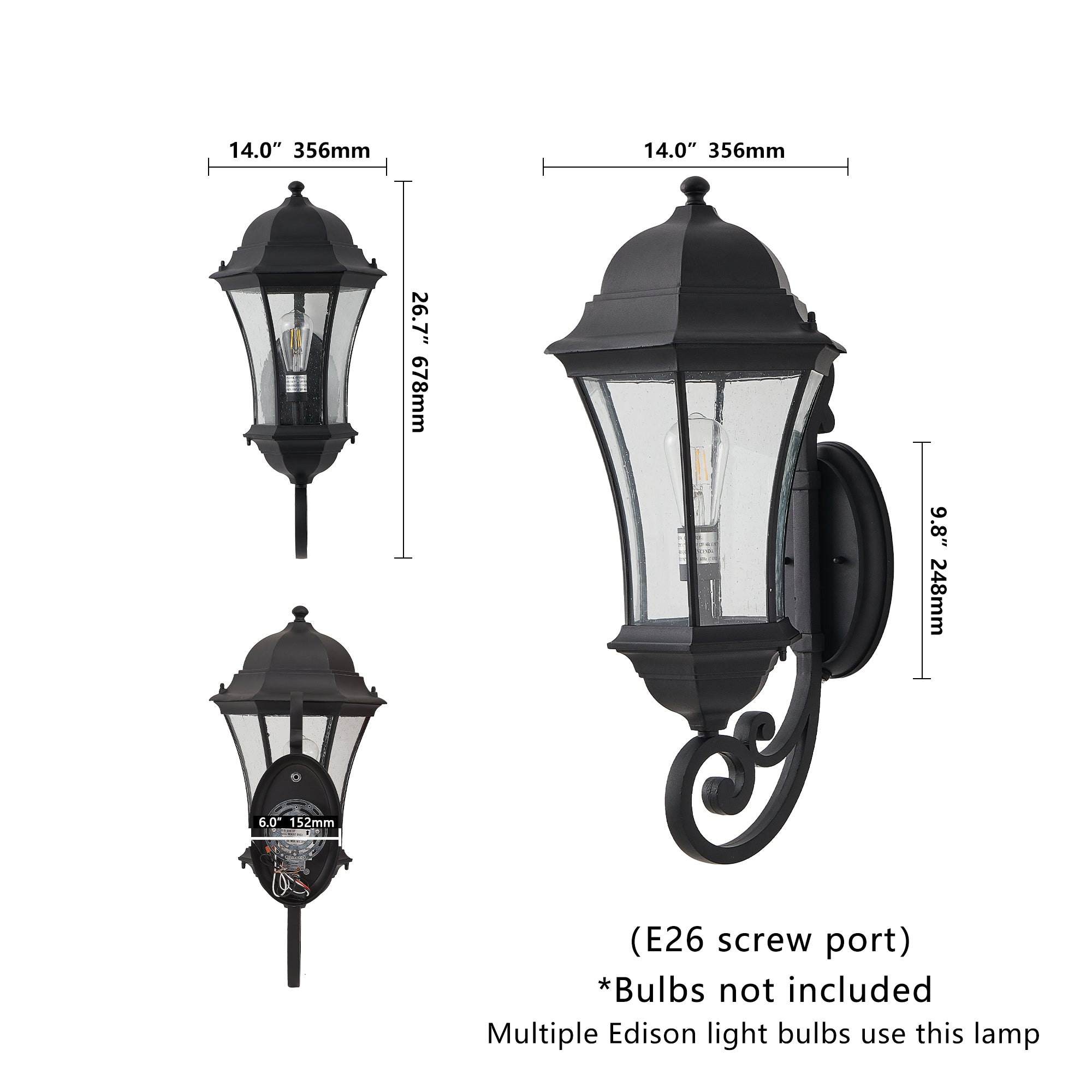 Outdoor Wall Lantern with Dusk to Dawn Sensor