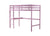 Pink Twin High Loft Bed with Built-in Desk, Rubber Wood Frame, and Safety Guardrail