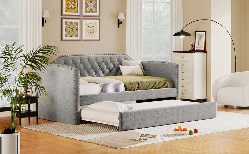 Traditional Twin Upholstered Daybed with Trundle