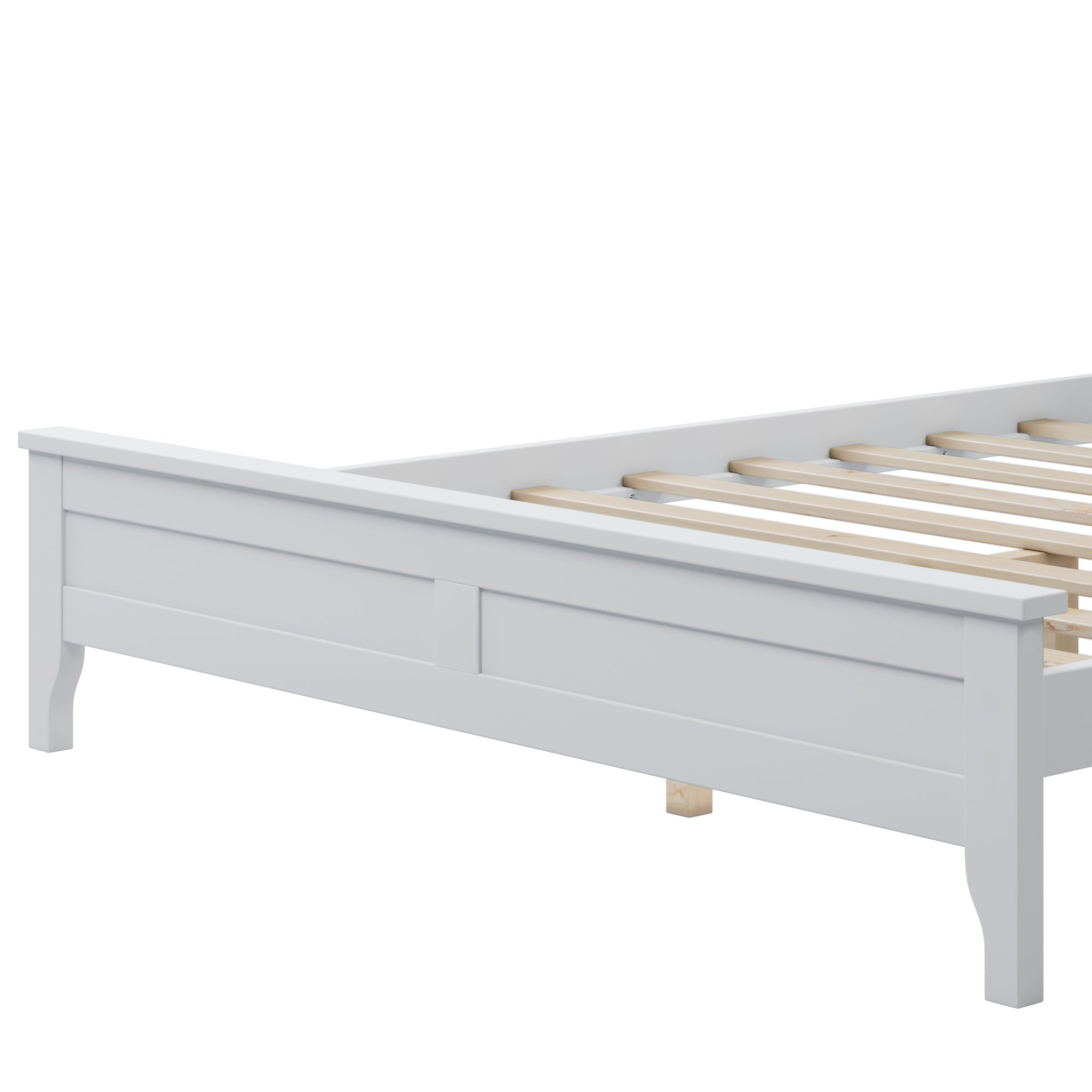 Stylish Solid Wood White Full Platform Bed