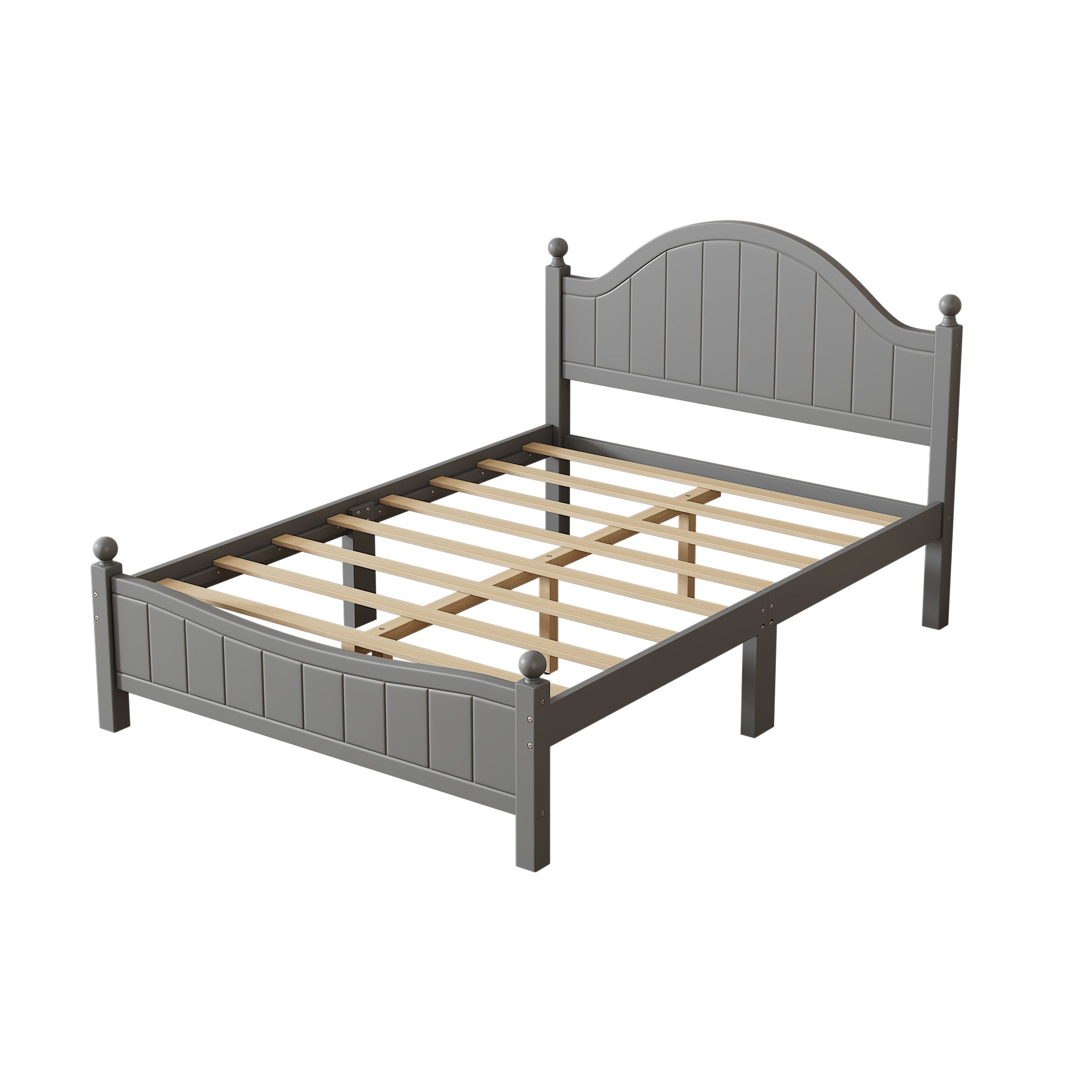 Full Size Solid Wood Gray Bed Frame