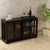 Kitchen Storage Stand Cupboard With Glass Door In Black