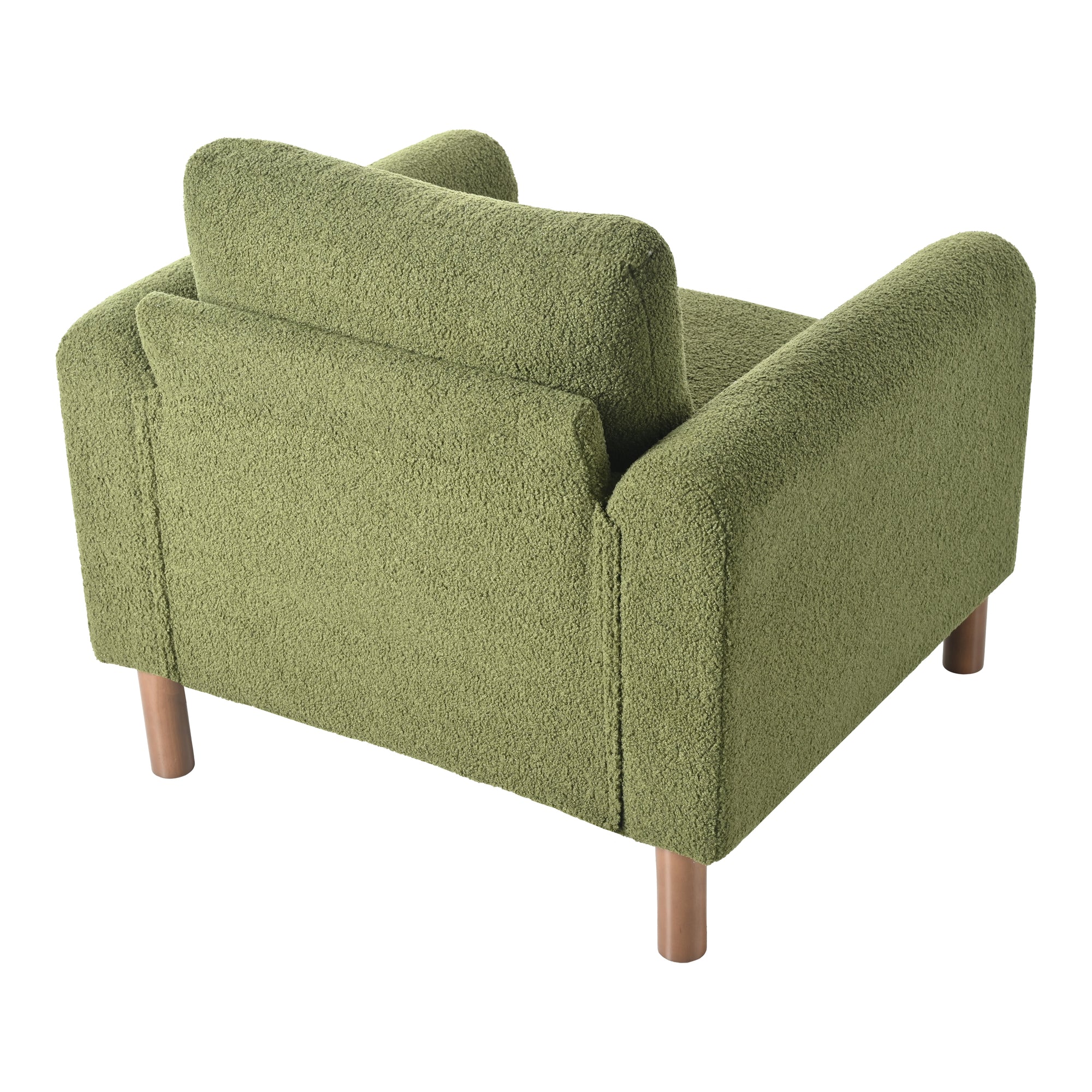 Oversized Accent Chair With Walnut Legs Upholstered In Green Teddy