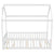 White Twin House Toddler Floor Bed with Guardrails and Slats