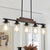 Black Walnut Farmhouse Chandeliers With 5 Bulbs For Dining Room