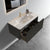 Striped Black Oak Floating Bathroom Vanity With White Sink In Black