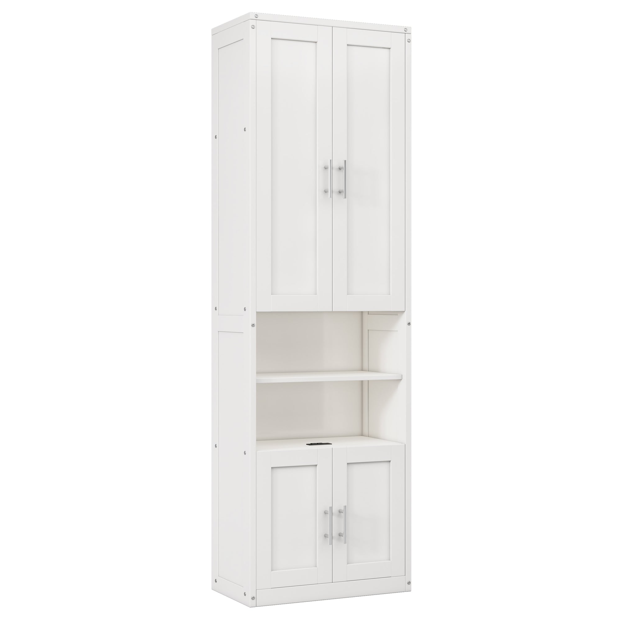 Queen Folding Murphy Bed with Two Side Cabinets in White