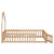 Natural Twin House-Shaped Headboard Toddler Floor Bed with Fence