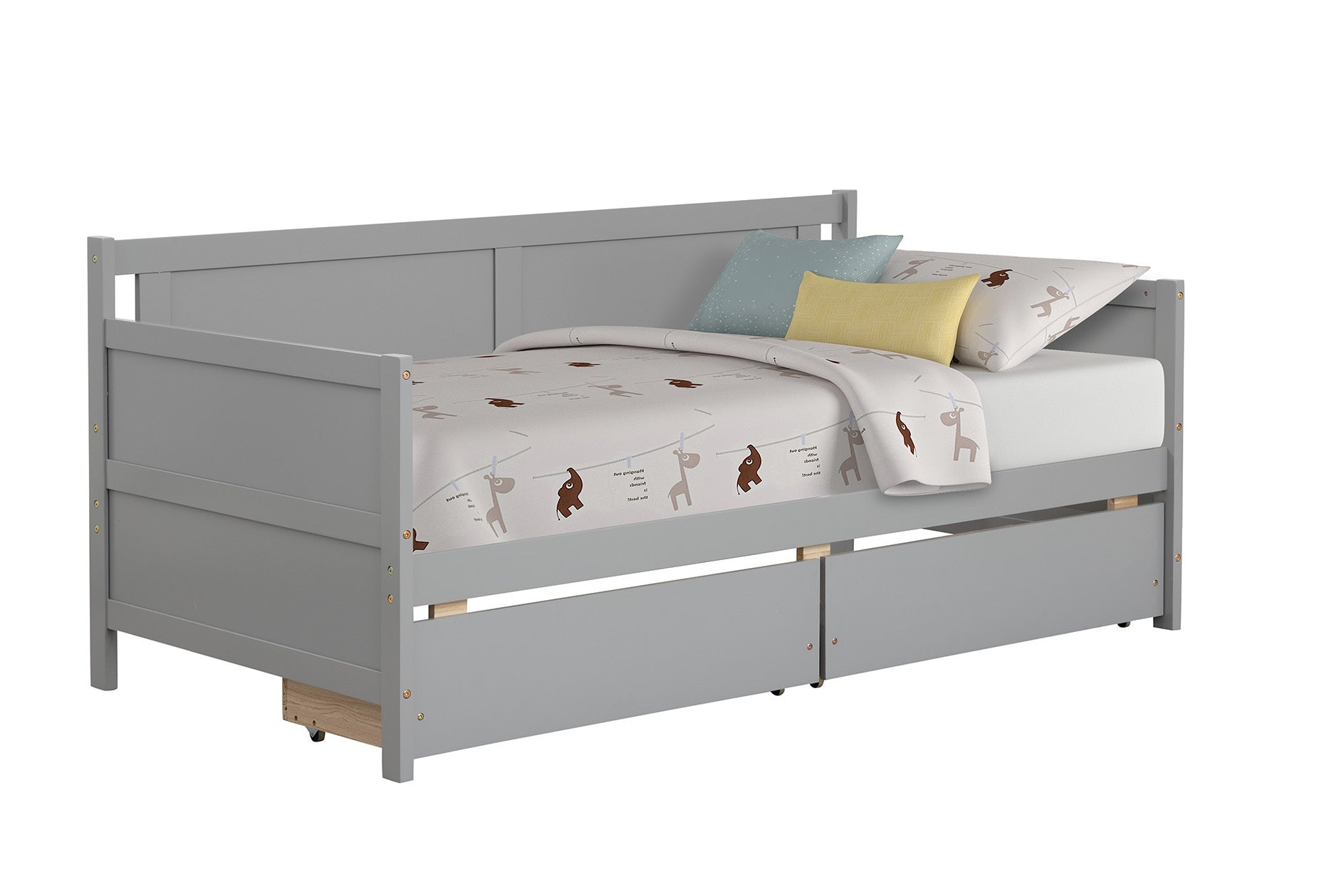 Gray Twin Daybed with Storage Drawers