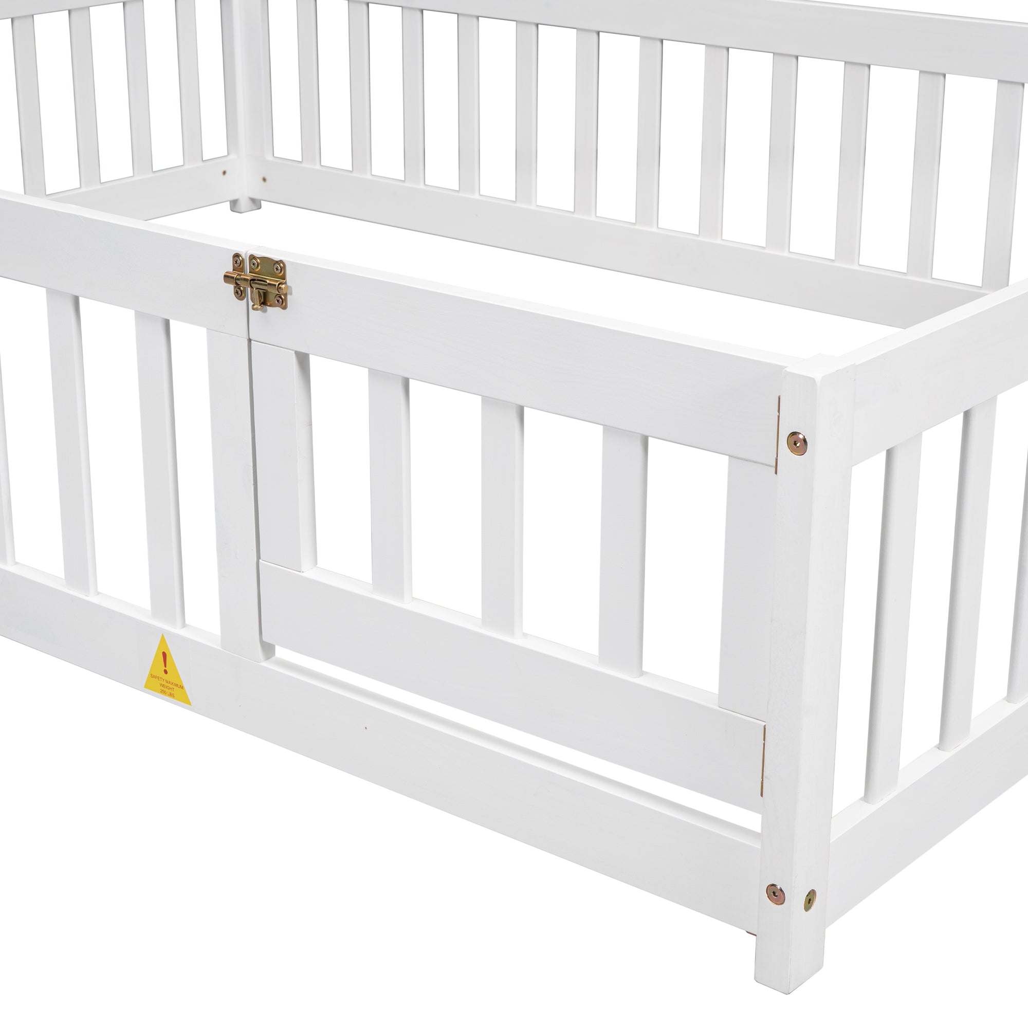 White Full House-Shaped Headboard Toddler Floor Bed with Fence