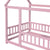 Pink Twin Size Toddler Floor Wooden Bed with House Roof Frame and Fence Guardrails