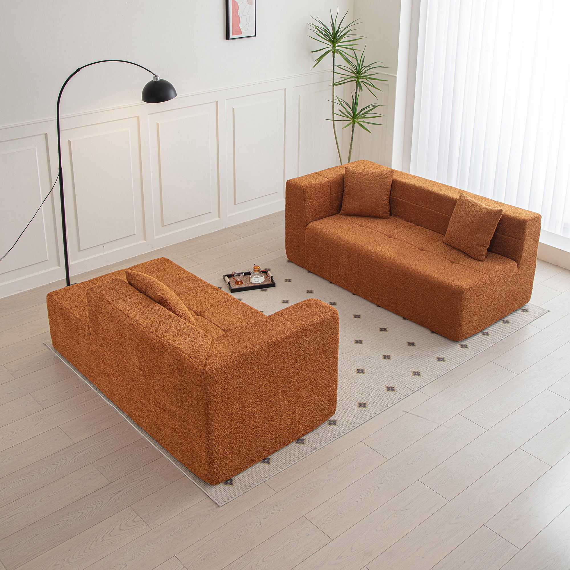 Harare 3-Seat Modular Sofa in Burnt Orange Brown