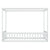 Twin Size White Canopy Frame Floor Bed with Fence and Guardrails