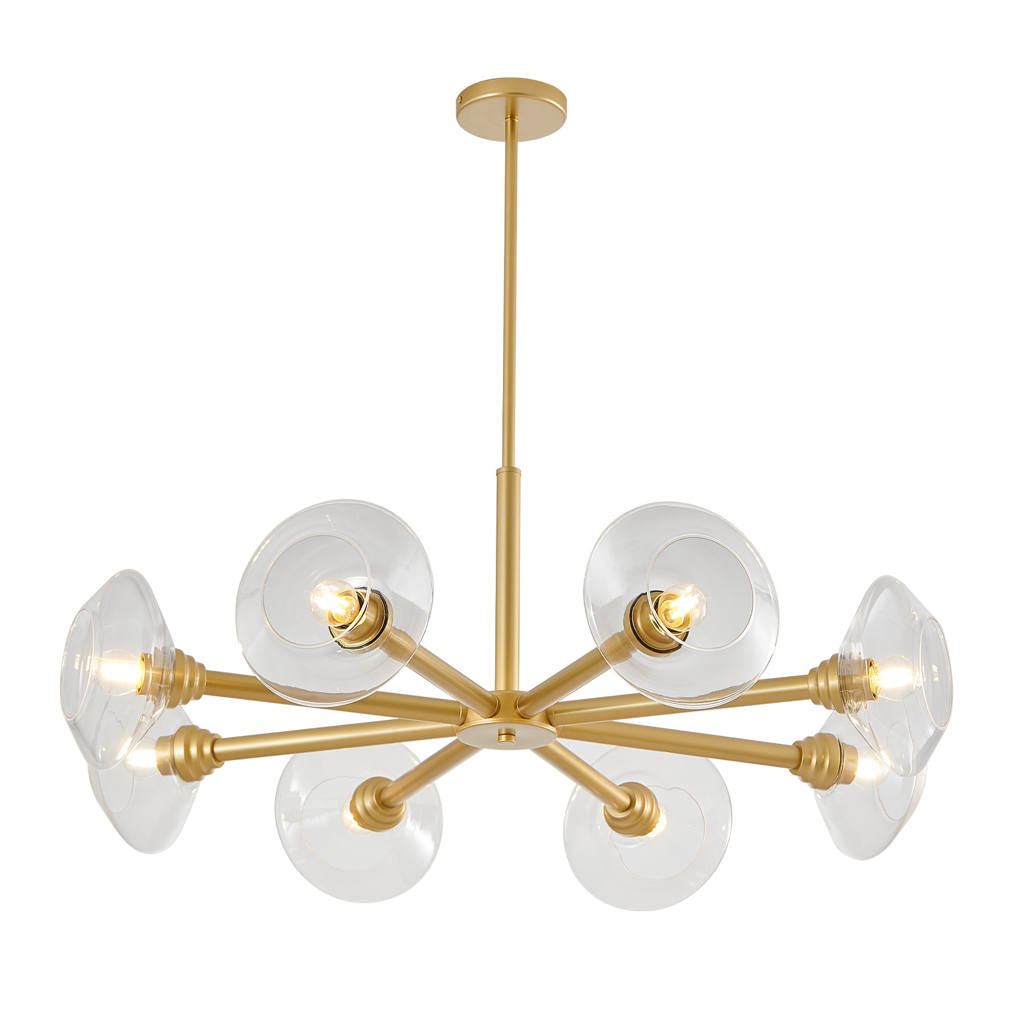 Aestin's Modern Gold 8-Light Sputnik Chandelier with Clear Glass Shades