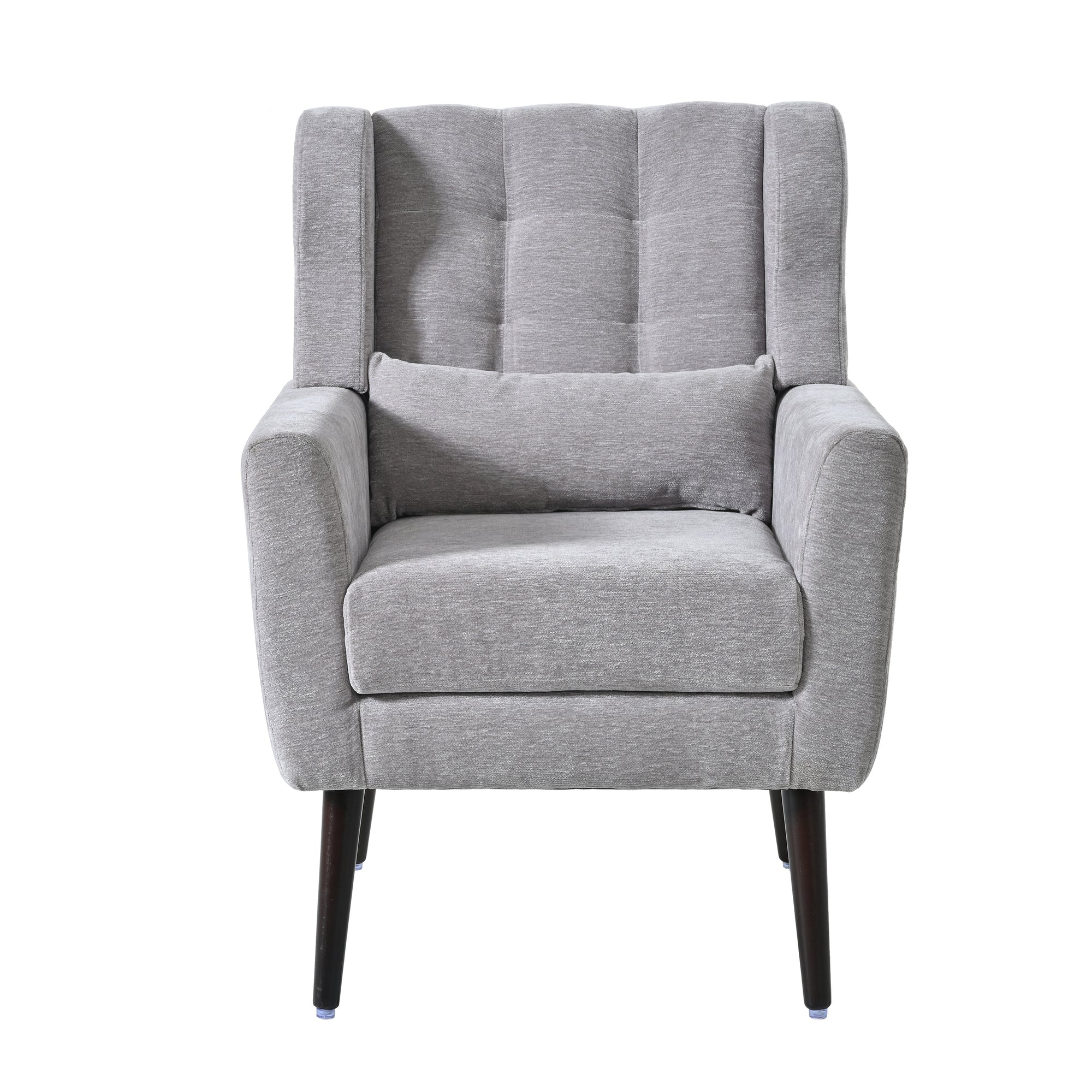 Modern Accent Chair - Stylish Chenille Armchair for Living Room, Gray Upholstered Comfort