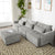 Khartoum Sectional Sofa with Movable Ottoman in Grey Chenille