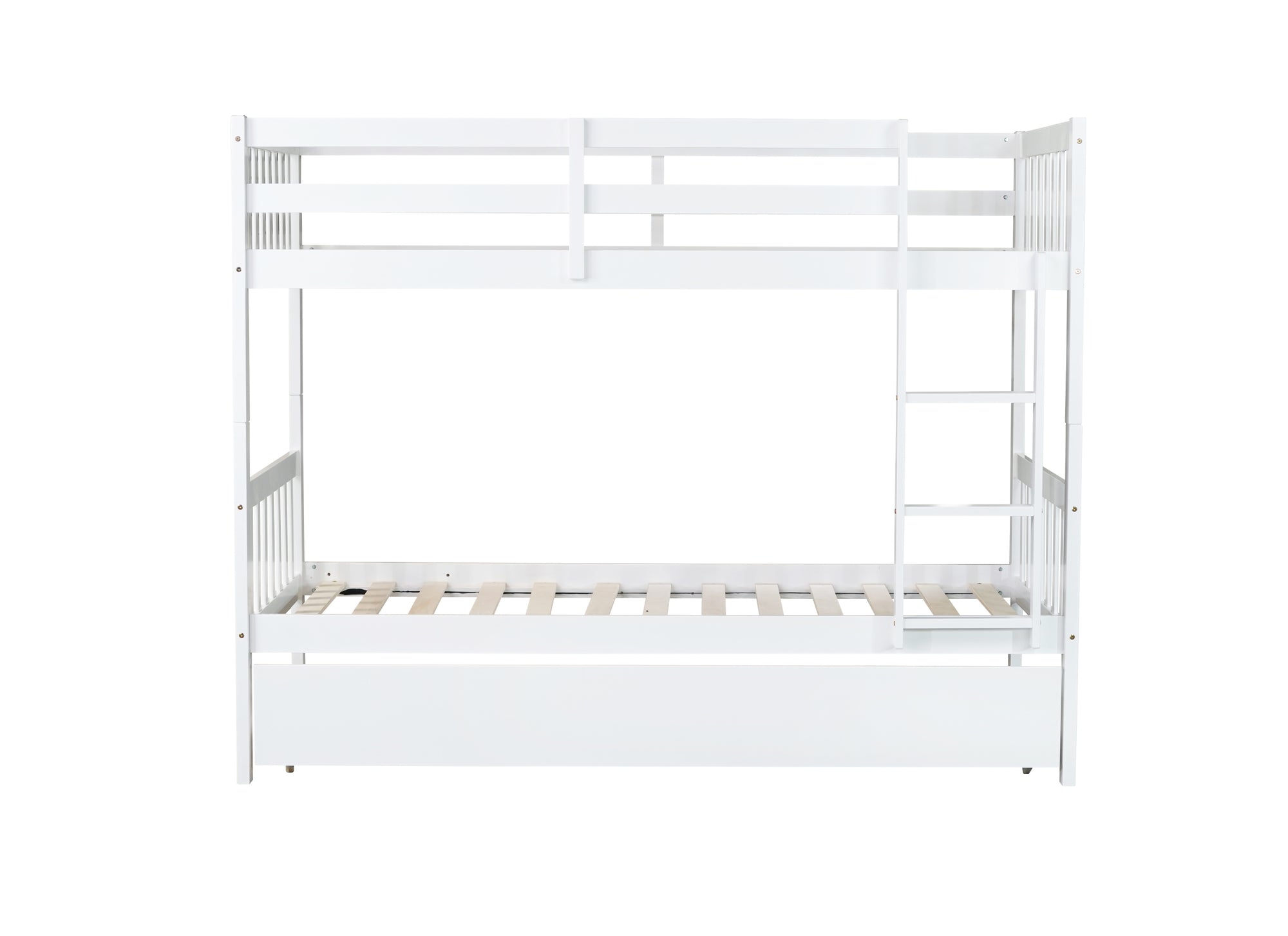 Convertible Twin Over Twin Rubber Wood Bunk Bed with Trundle