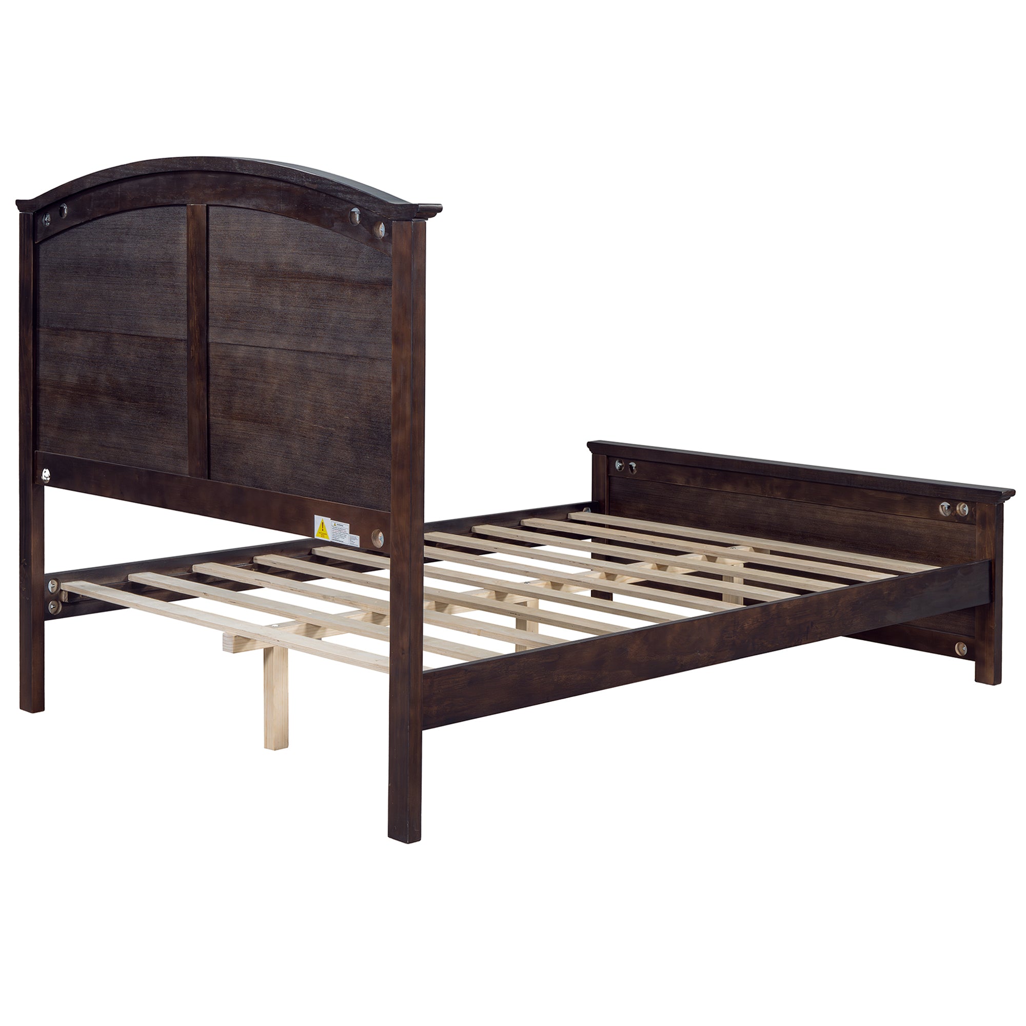 Farmhouse-Style Full Size Pine Wood Bed in Espresso