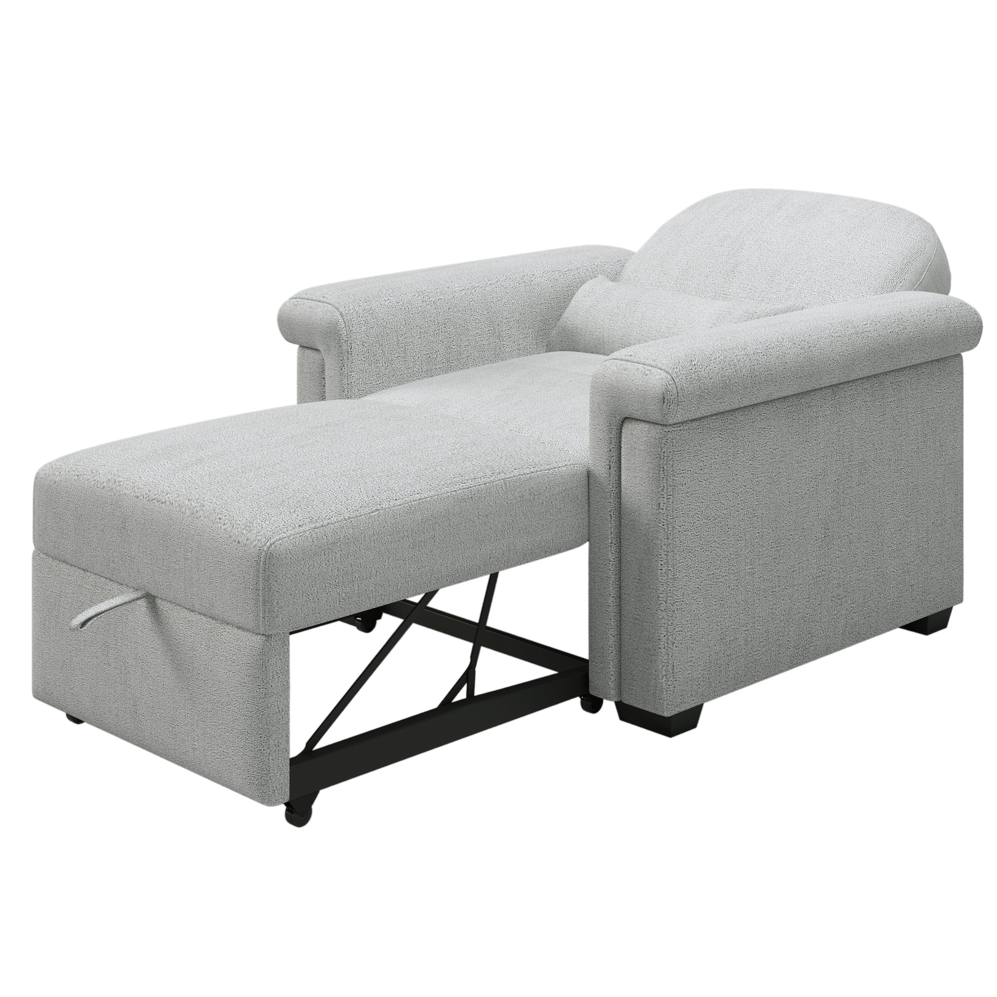 Gray 3-in-1 Convertible Sleeper Chair with Pillow & Adjust Backrest