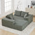 Modern Corduroy Upholstered Modular Sectional Sofa Set With Free Combination Design And Five Pillows In Green