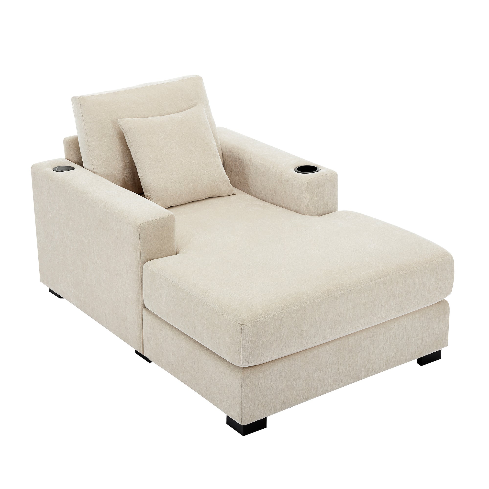 39.7" Cream Oversized Chaise Lounger