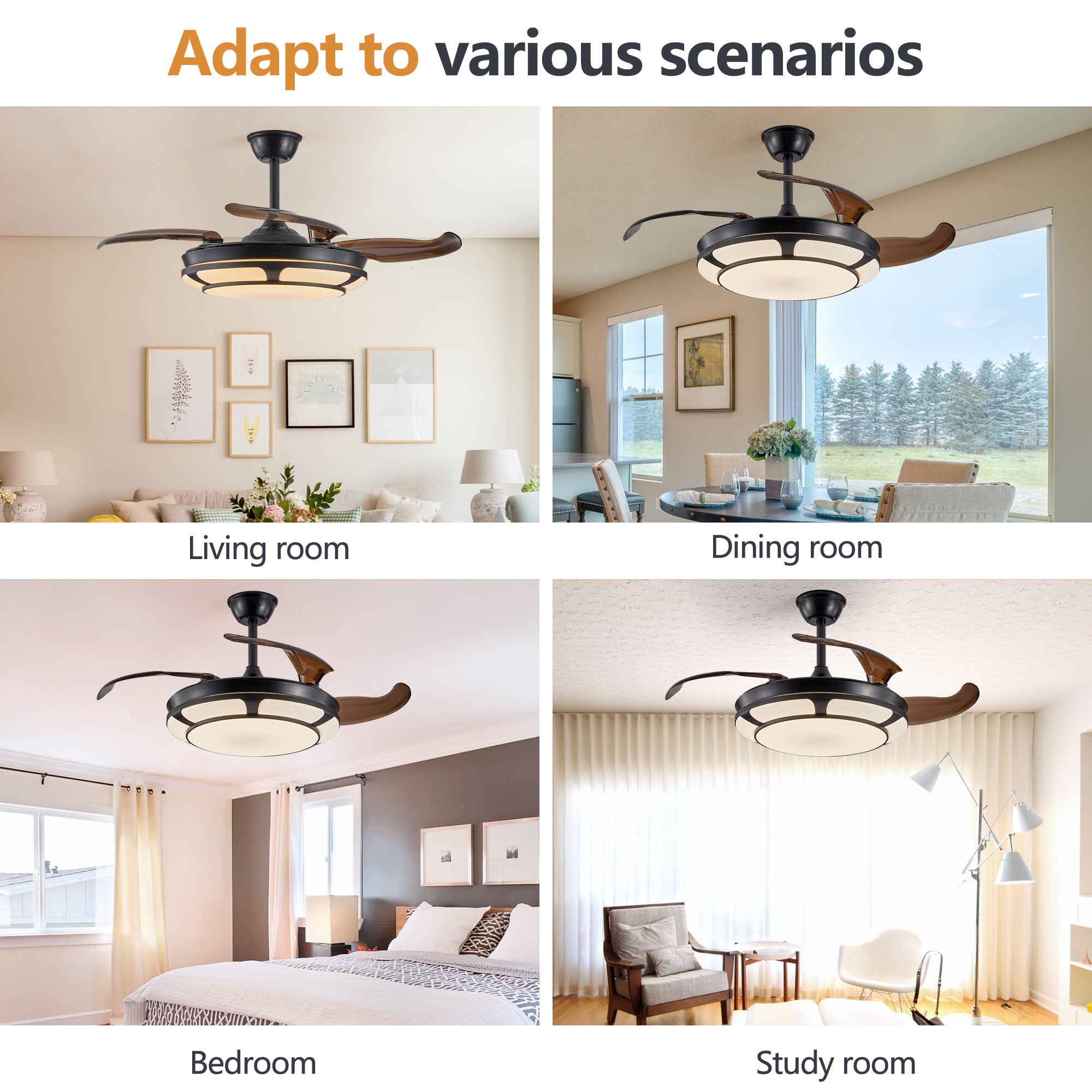 Modern Minimalist Invisible Ceiling Fan with Light