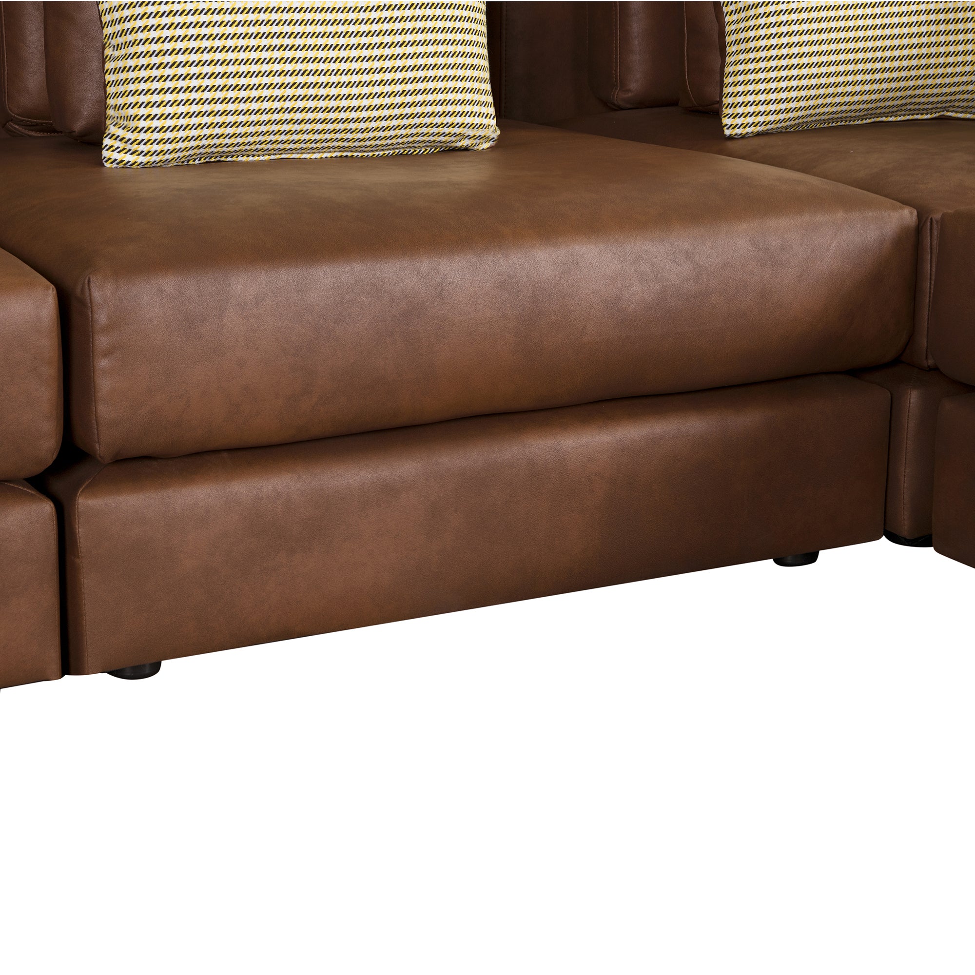 Casablanca Modular Sectional Sofa with Movable Ottoman in Brown Palomino