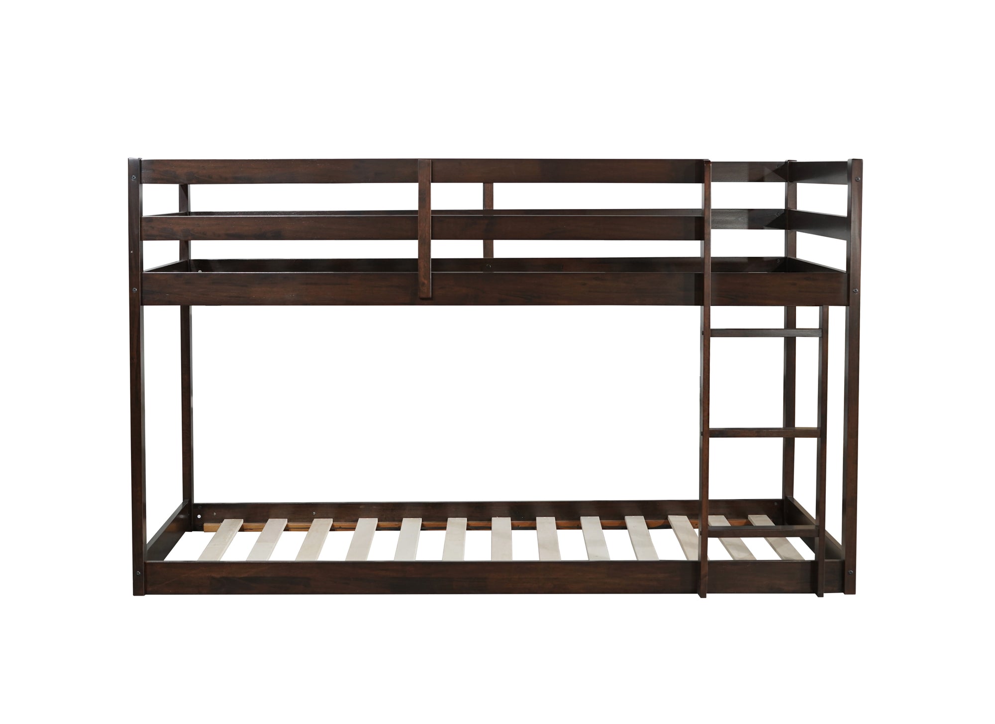 Twin Over Twin Loft Bed with Ladder in Espresso Brown