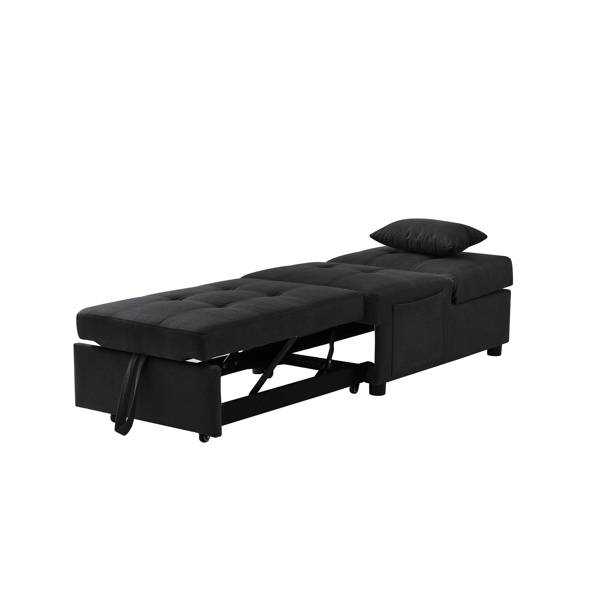 Convertible Black Fabric Single Sofa Bed